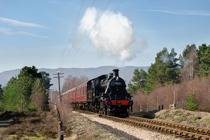 Locomotive 46512 passing over Granish Moor